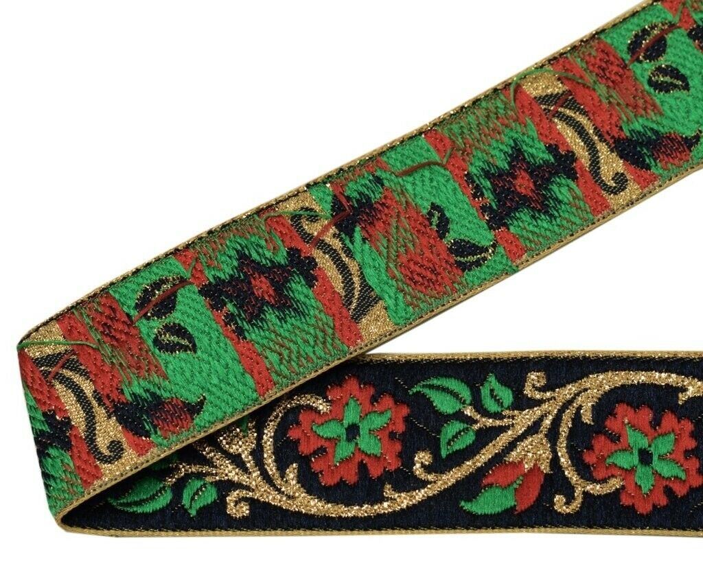 3 Yard Sari Border Indian Craft Trim Sewing Ribbon Lace Edging Tape Dark Blue