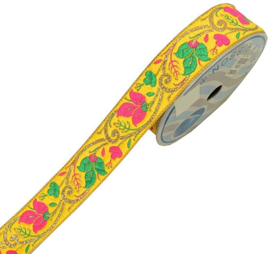 3 Yard Sari Border Indian Craft Trim Sewing Ribbon Lace Edging Tape Yellow