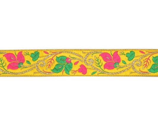 3 Yard Sari Border Indian Craft Trim Sewing Ribbon Lace Edging Tape Yellow