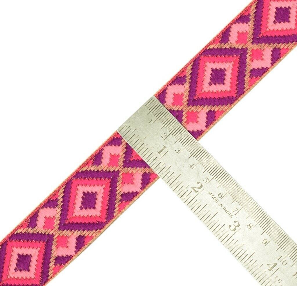 3 Yard 30MM Sari Border Indian Craft Trim Sewing Ribbon Lace Edging Tape Purple