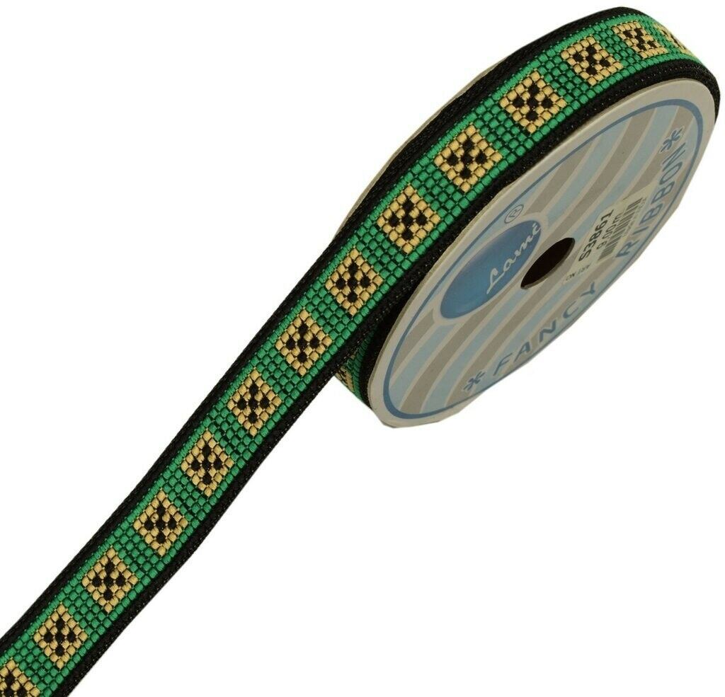 3 Yard Sari Border Indian Craft Trim Sewing Ribbon Lace Edging Tape Black Green