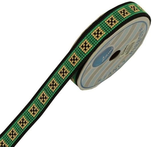 3 Yard Sari Border Indian Craft Trim Sewing Ribbon Lace Edging Tape Black Green