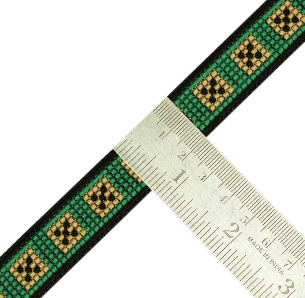 3 Yard Sari Border Indian Craft Trim Sewing Ribbon Lace Edging Tape Black Green