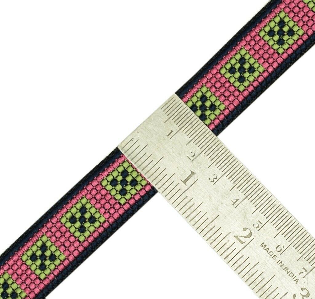 3 Yard Sari Border Indian Craft Trim Sewing Ribbon Lace Edging Tape Blck Magenta