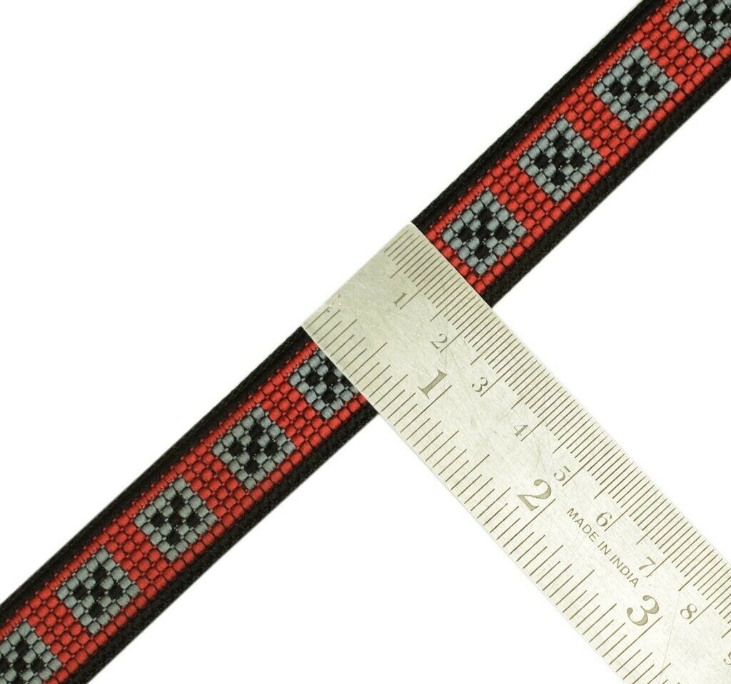3 Yard Sari Border Indian Craft Trim Sewing Ribbon Lace Edging Tape Black Maroon