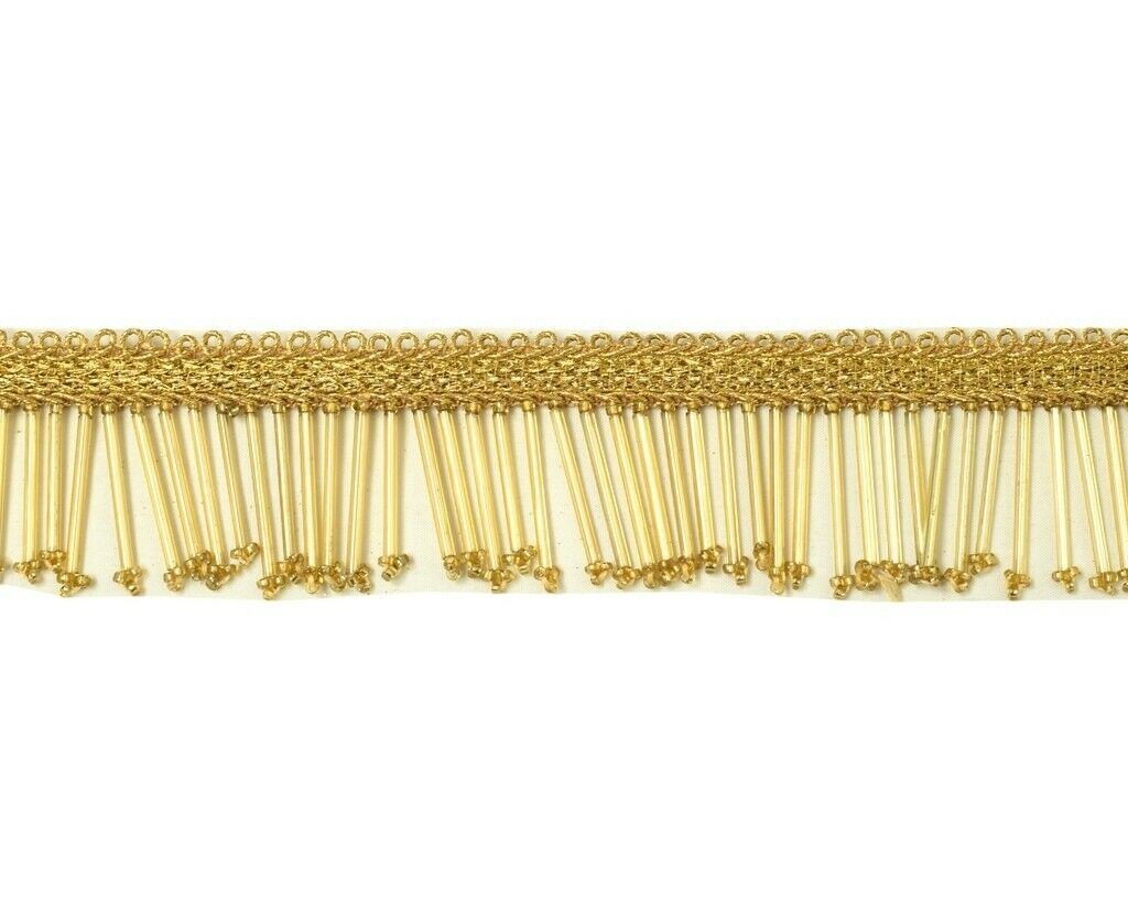 1 Yard Glass Tube Latkan Belly Dance Dress Sewing Trim Border Ribbon Lace Gold
