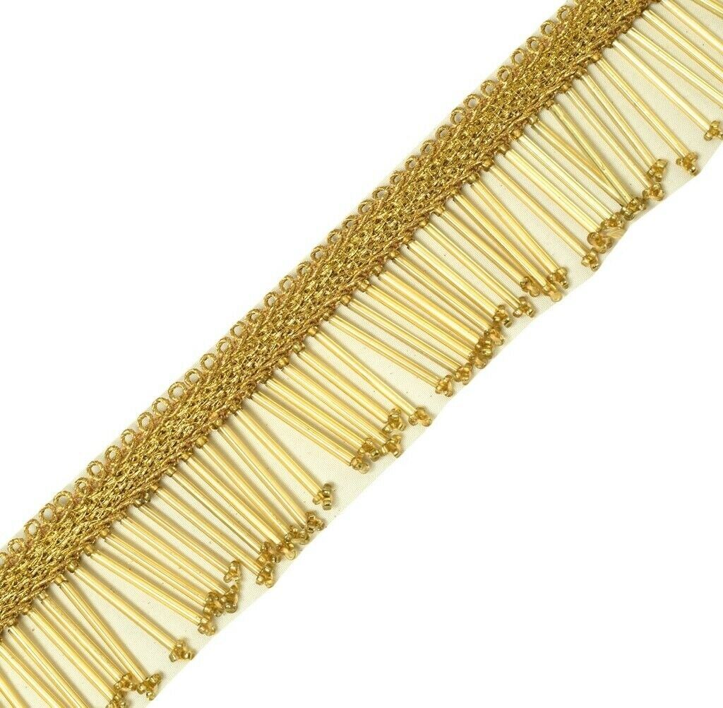 1 Yard Glass Tube Latkan Belly Dance Dress Sewing Trim Border Ribbon Lace Gold