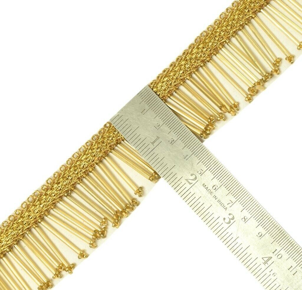 1 Yard Glass Tube Latkan Belly Dance Dress Sewing Trim Border Ribbon Lace Gold