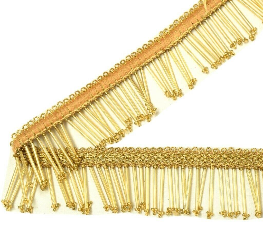 1 Yard Glass Tube Latkan Belly Dance Dress Sewing Trim Border Ribbon Lace Gold