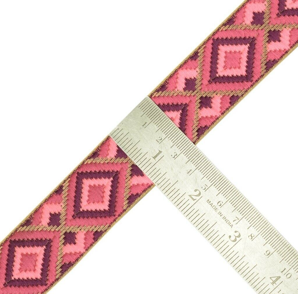 3 Yard 30MM Sari Border Indian Craft Trim Sewing Ribbon Lace Edging Tape Mauve