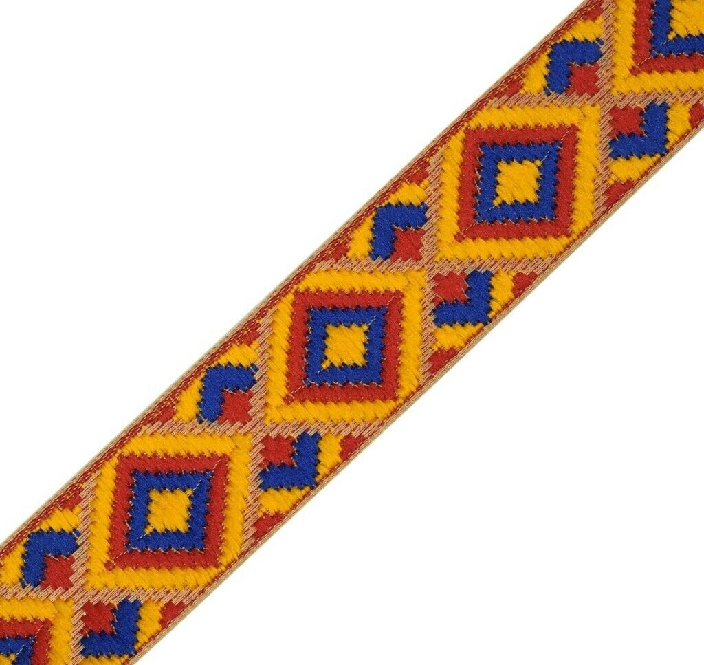 3 Yard 30MM Sari Border Indian Craft Trim Sewing Ribbon Lace Edging Tape Yellow