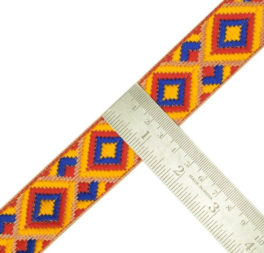 3 Yard 30MM Sari Border Indian Craft Trim Sewing Ribbon Lace Edging Tape Yellow