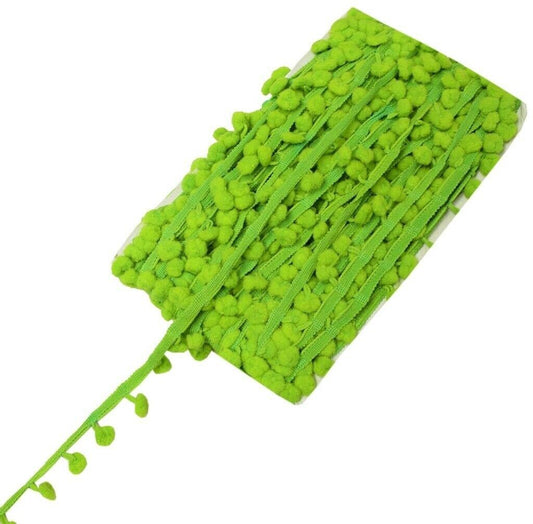 8 Yard Sari Pom Pom Border Indian Craft Trim Sewing Lace Edging Tape Green