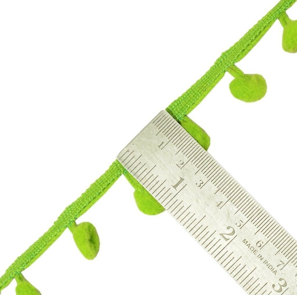 8 Yard Sari Pom Pom Border Indian Craft Trim Sewing Lace Edging Tape Green