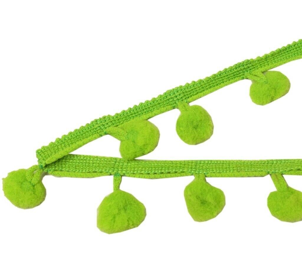 8 Yard Sari Pom Pom Border Indian Craft Trim Sewing Lace Edging Tape Green