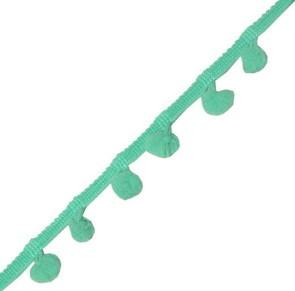8 Yard Sari Pom Pom Border Indian Craft Trim Sewing Lace Edging Tape Green