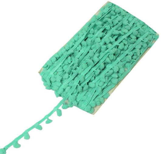 8 Yard Sari Pom Pom Border Indian Craft Trim Sewing Lace Edging Tape Green