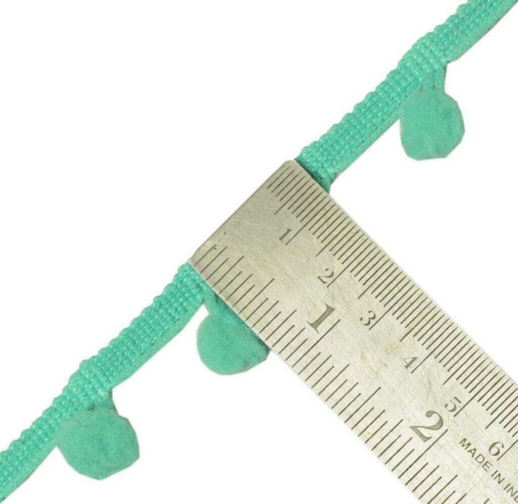8 Yard Sari Pom Pom Border Indian Craft Trim Sewing Lace Edging Tape Green