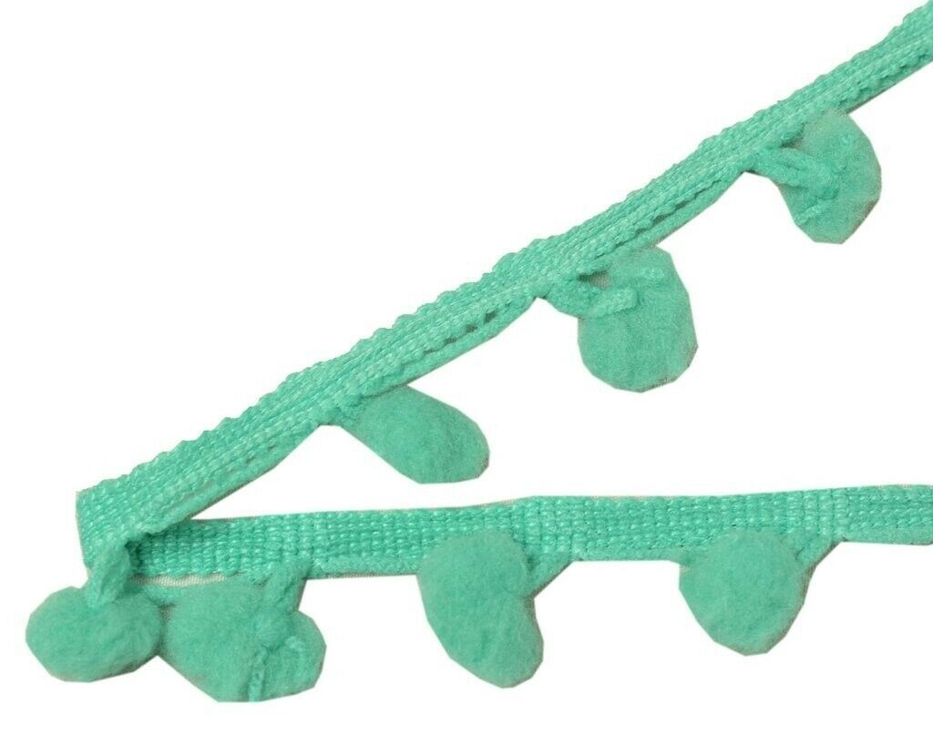 8 Yard Sari Pom Pom Border Indian Craft Trim Sewing Lace Edging Tape Green