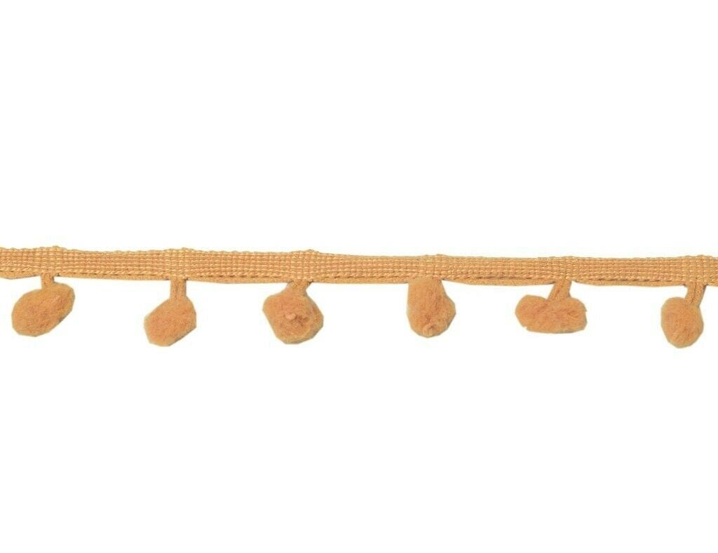 8 Yard Sari Pom Pom Border Indian Craft Trim Sewing Lace Edging Tape Light Brown