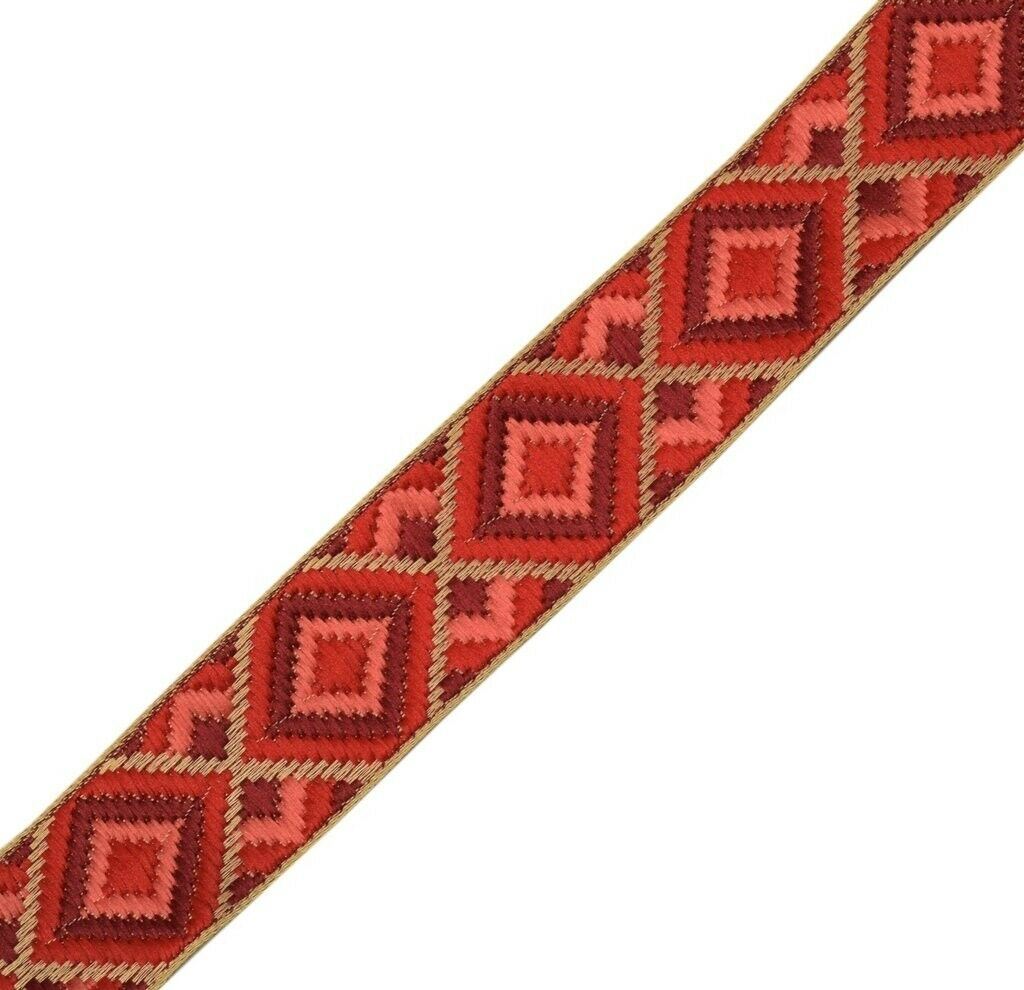 3 Yard 30MM Sari Border Indian Craft Trim Sewing Ribbon Lace Edging Tape Red