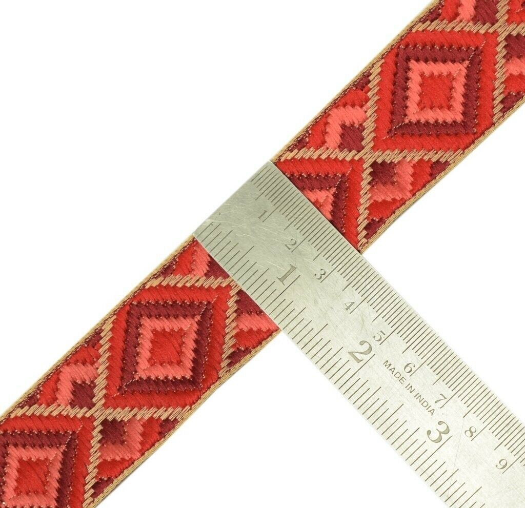 3 Yard 30MM Sari Border Indian Craft Trim Sewing Ribbon Lace Edging Tape Red