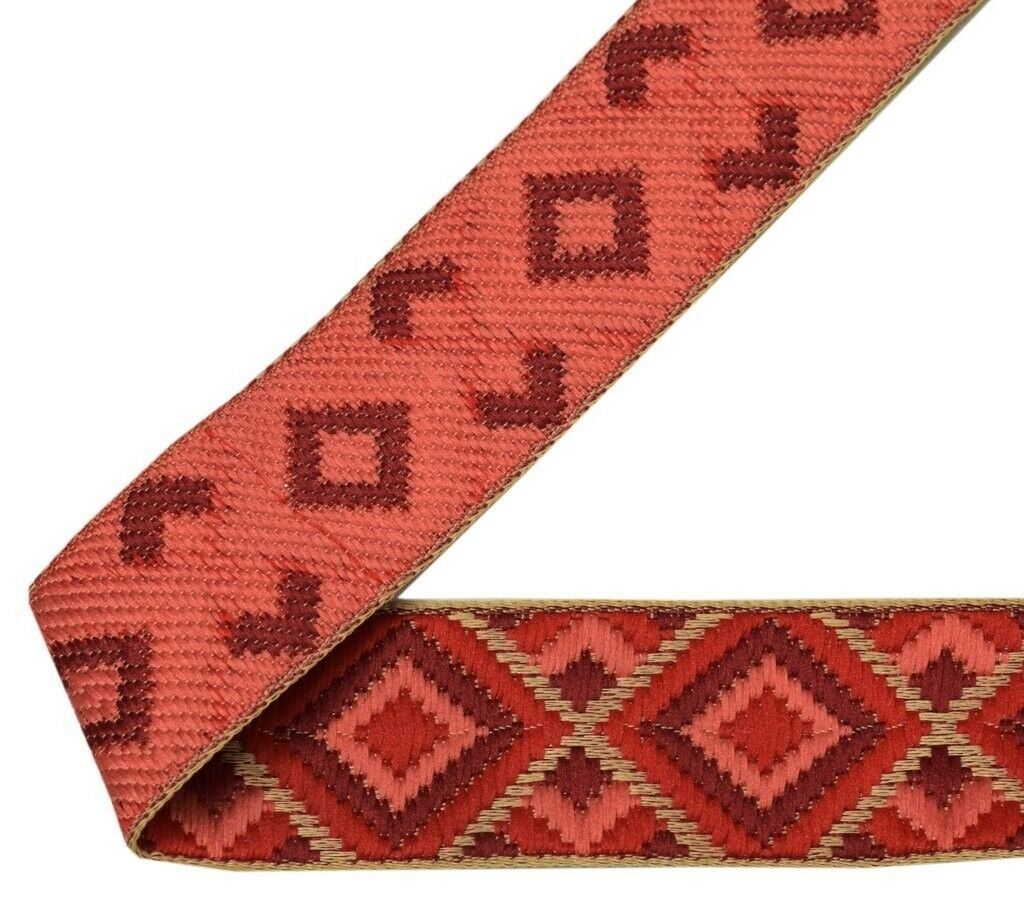3 Yard 30MM Sari Border Indian Craft Trim Sewing Ribbon Lace Edging Tape Red