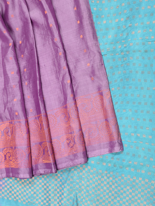 Sushila Vintage Purple Scrap Saree Zari Woven Pure Silk Soft Sari Craft Fabric