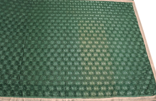 Sushila Vintage Bagh Phulkari Scrap Saree Art Chiffon Bottle Green Sari Craft Fabric