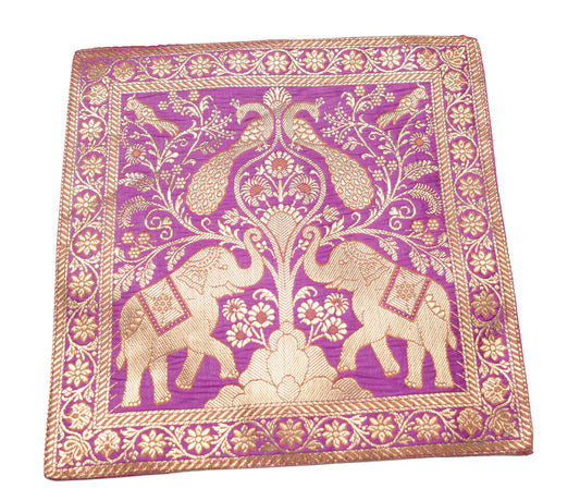 Art Silk Woven Zari Brocade Table Mat Multi Purpose Fabric Magenta