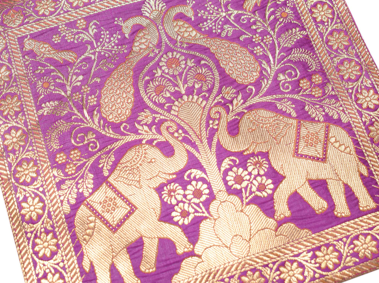 Art Silk Woven Zari Brocade Table Mat Multi Purpose Fabric Magenta
