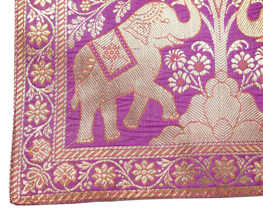 Art Silk Woven Zari Brocade Table Mat Multi Purpose Fabric Magenta