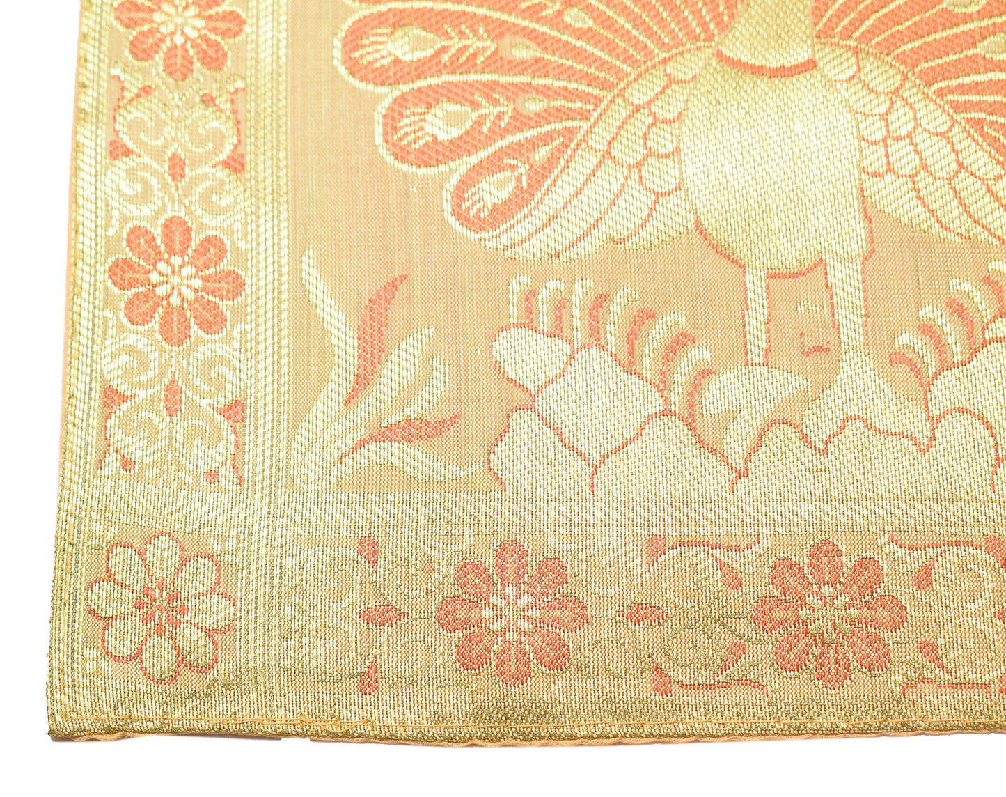 Art Silk Woven Zari Brocade Table Mat Multi Purpose Fabric Beige