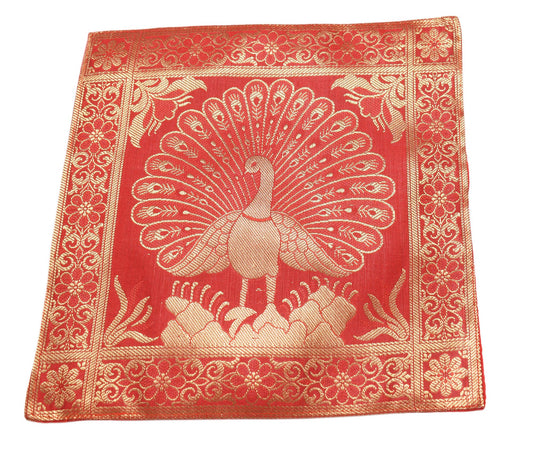 Art Silk Woven Zari Brocade Table Mat Multi Purpose Fabric Red