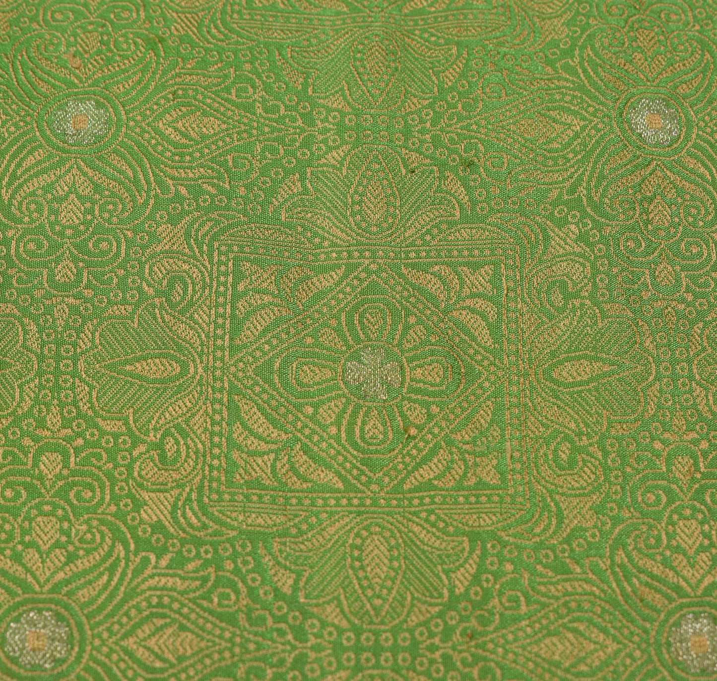 Sushila Vintage Pure Banarasi Silk Scrap Dupatta Hand Woven Green Long Stole