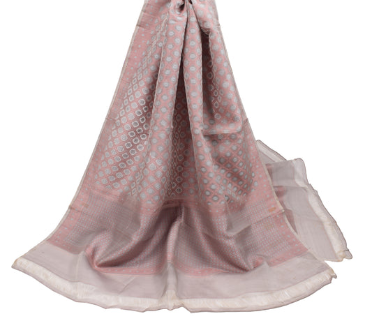 Sushila Vintage Mauve Woven Scrap Dupatta Pure Organza Silk Floral Long Stole
