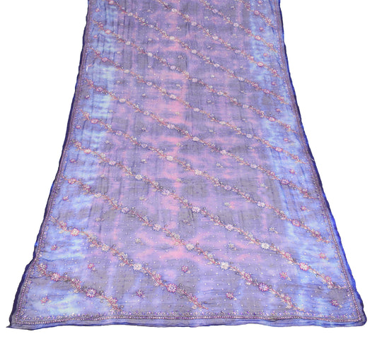 Sushila Vintage Tie-Dye Scrap Dupatta Pure Chiffon Zari Embroidered Long Stole
