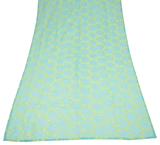 Sushila Vintage Blue Green Scrap Dupatta Art Silk All Over Woven Long Stole