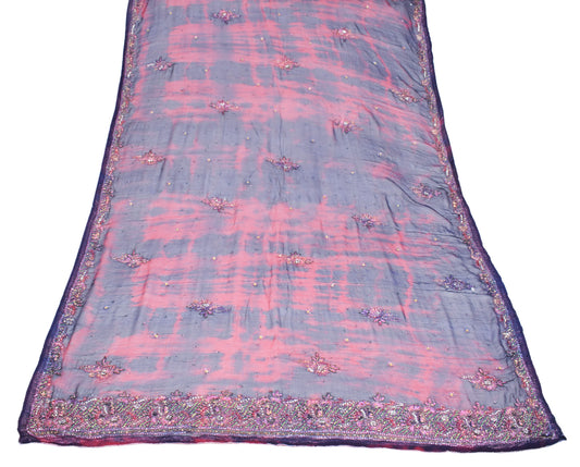 Sushila Vintage Maroon Scrap Dupatta Pure Chiffon Tie-Dye Craft Long Stole