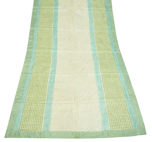 Sushila Vintage Cream Scrap Dupatta Pure Tussar Block Print Craft Long Stole