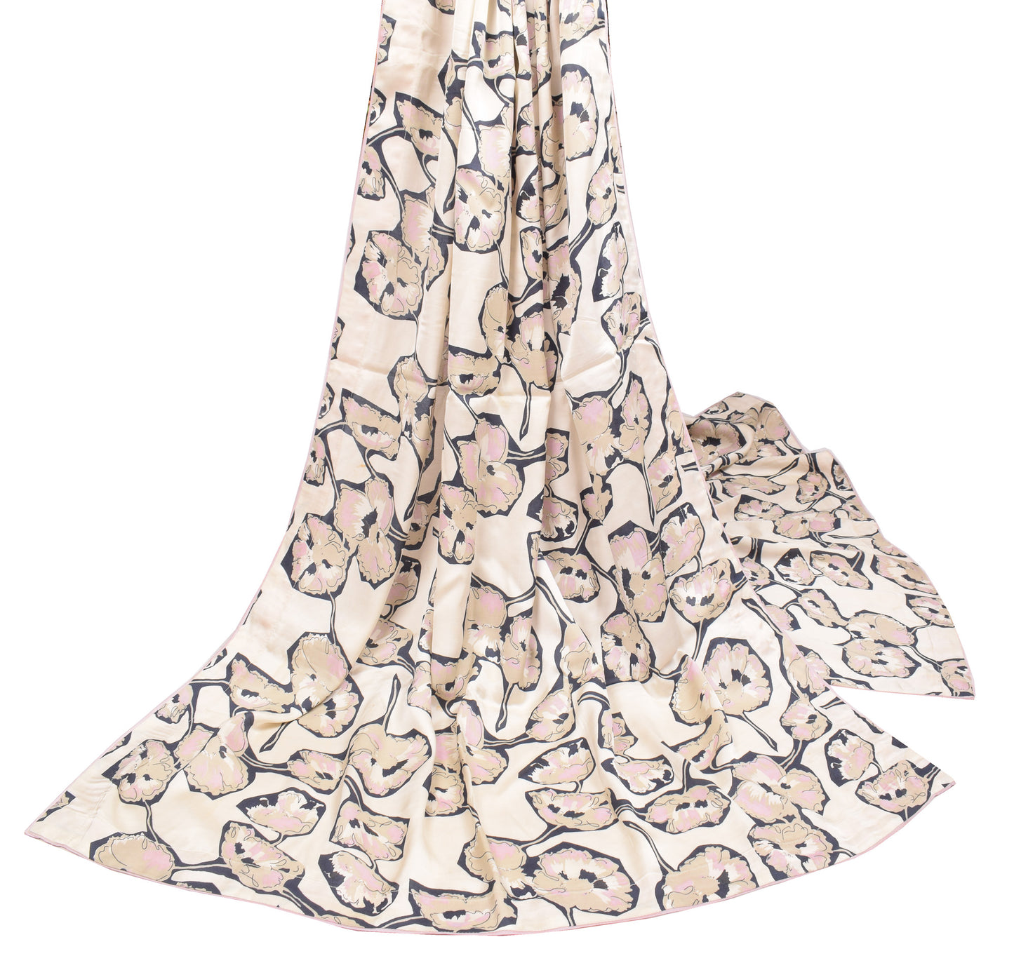 Sushila Vintage Cream Scrap Dupatta Pure Silk Digital Printed Long Stole