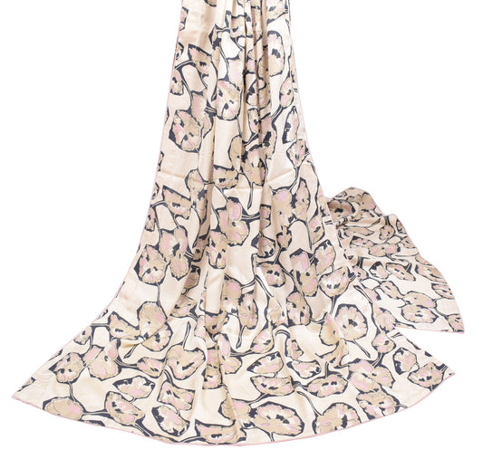 Sushila Vintage Cream Scrap Dupatta Pure Silk Digital Printed Long Stole