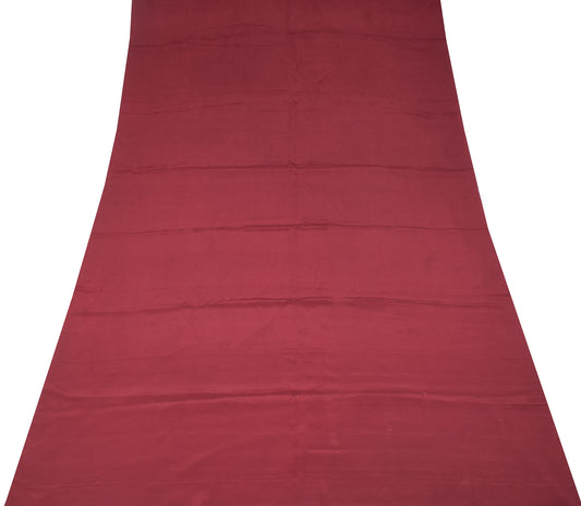 Sushila Vintage Pure Crepe Sari Remnant Scrap Maroon 4 YD Soft Craft Fabric