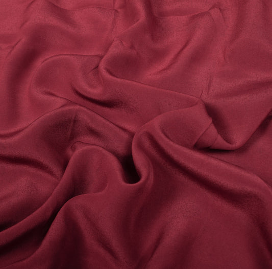 Sushila Vintage Pure Crepe Sari Remnant Scrap Maroon 4 YD Soft Craft Fabric