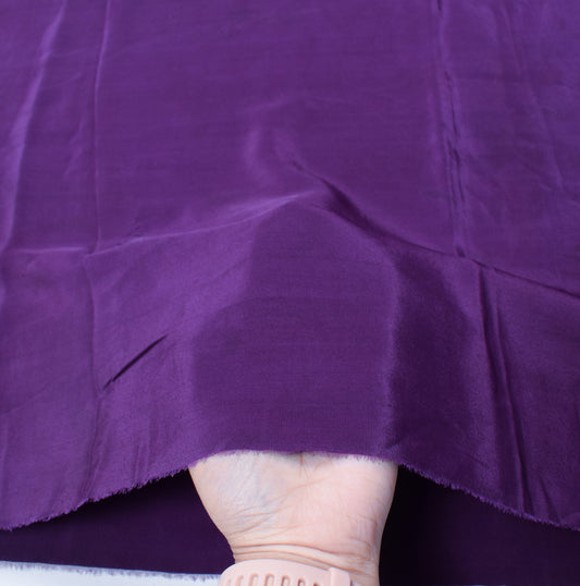Sushila Vintage Purple Sari Remnant Scrap Pure Crepe Silk Soft Craft Fabric