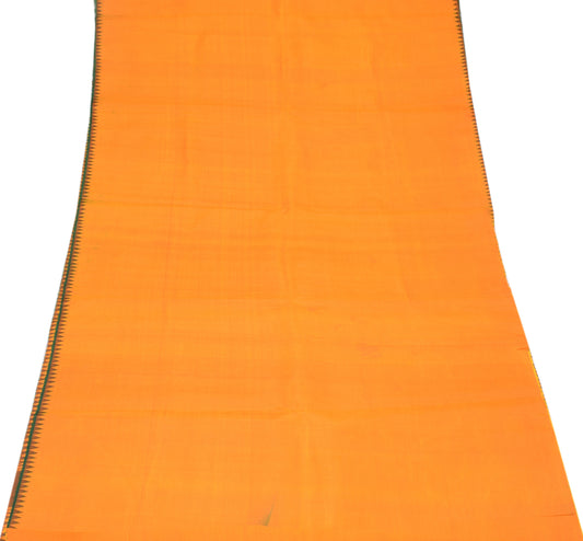 Sushila Vintage Orange Sari Remnant Scrap Woven Pure Silk Craft Fabric