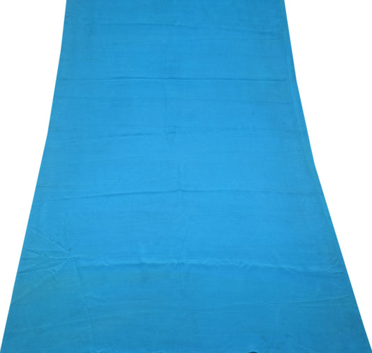 Sushila Vintage Turquoise Sari Remnant Scrap Woven Pure Crepe Craft Fabric