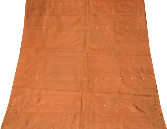 Sushila Vintage Rust Sari Remnant Scrap Woven Pure Silk Craft Fabric
