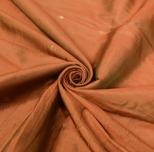 Sushila Vintage Rust Sari Remnant Scrap Woven Pure Silk Craft Fabric