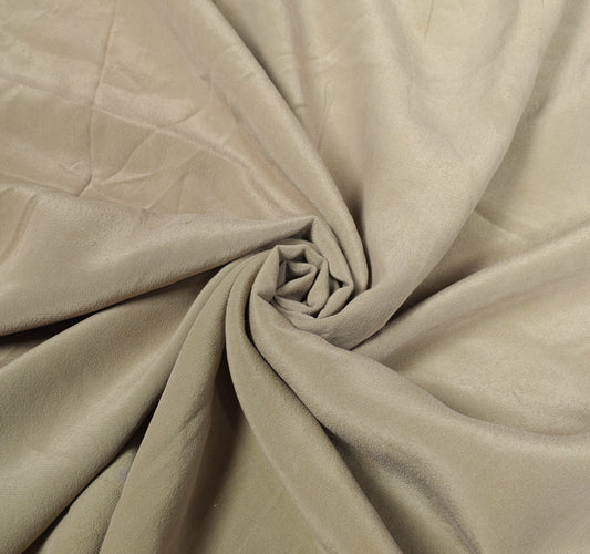 Sushila Vintage Sari Remnant Scrap Woven Pure Crepe Craft Fabric Beige